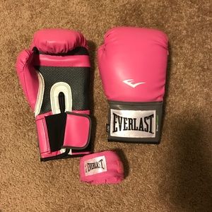 Everlast pink boxing gloves